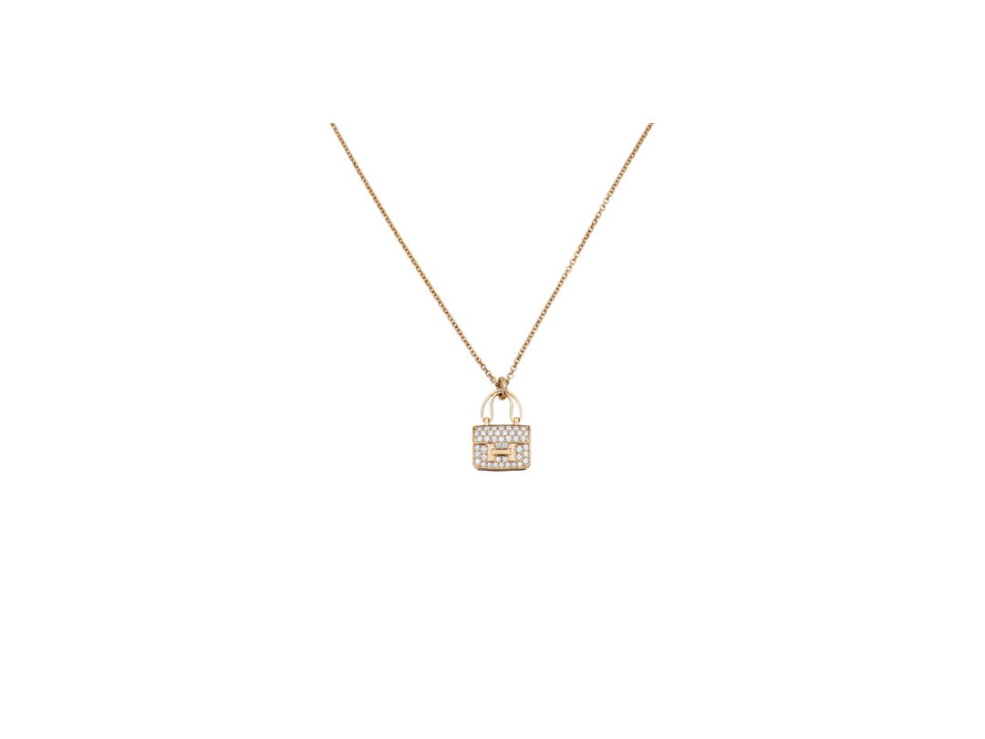 Hermes Hermes Diamond Amulettes Constance Pendant Necklace Rose Gold
