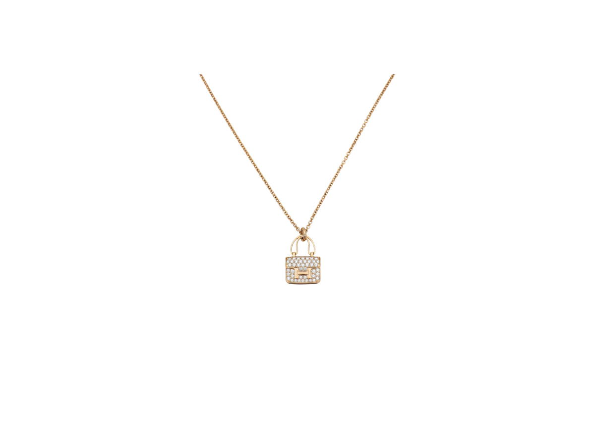 Hermes Hermes Diamond Amulettes Constance Pendant Necklace Rose Gold