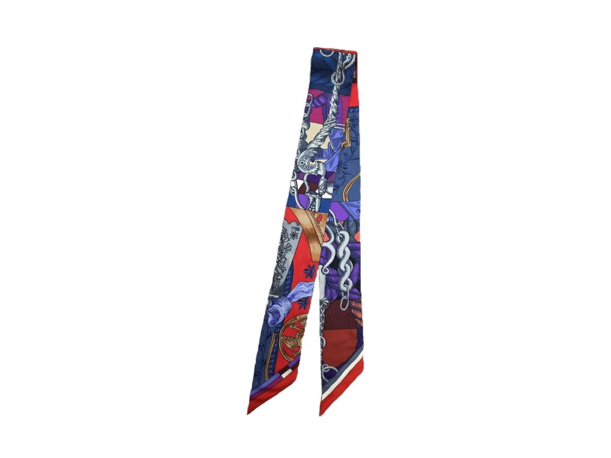 Hermes Hermes Cavalleria d'Etriers Twilly Scarf Red Navy