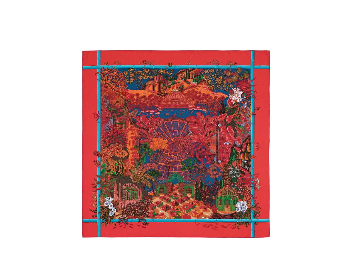 Buy Hermes Jardins D'hiver Foulard Red at Sasom – Authentic and Ready to Ship