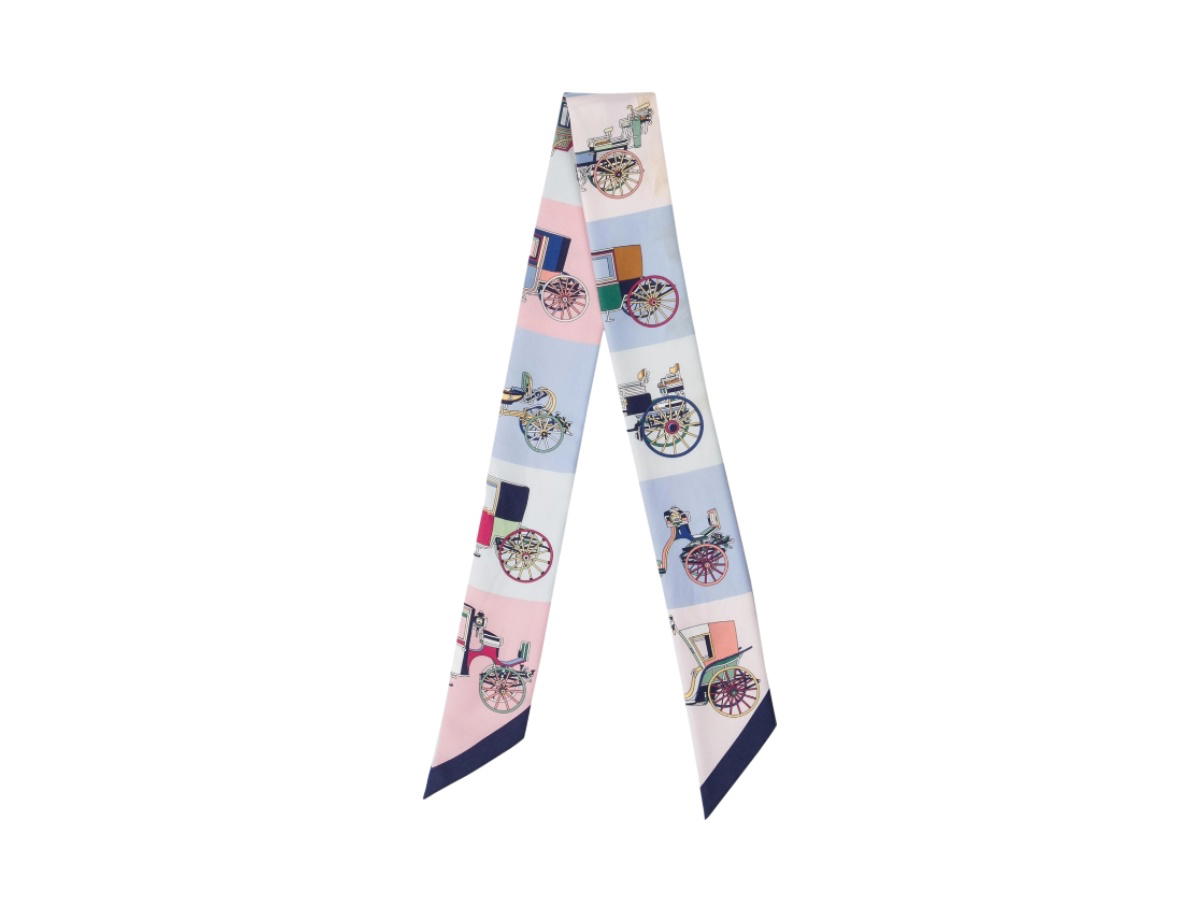 Hermes Hermes Les Voitures Exquises Silk Twilly Scart Pink