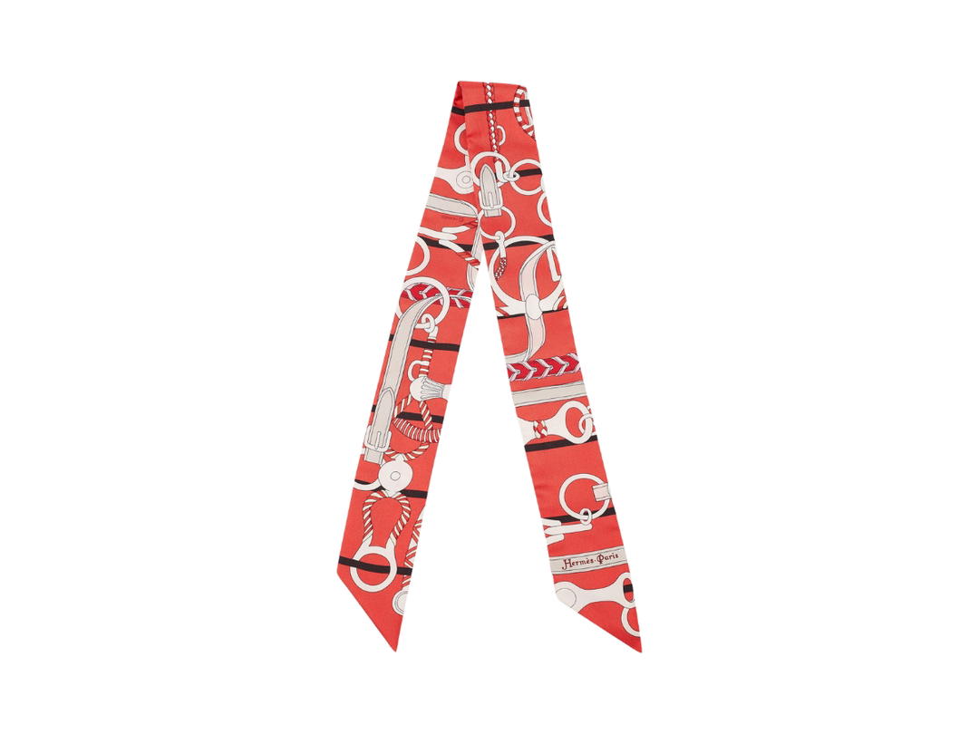 Hermes Hermes Print Silk Panoplie Equestre Twilly Red