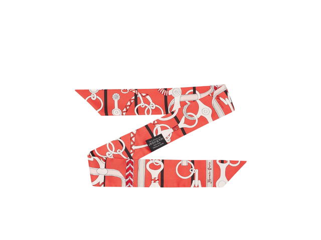 Hermes Hermes Print Silk Panoplie Equestre Twilly Red - view 2