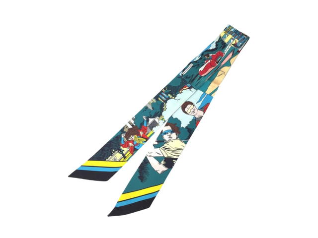 Hermes Hermes Wow Silk Twilly Scarf Blue - view 2