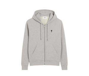 Buy Ami Paris Zipped Ami de Coeur Hoodie Heather Ash Grey at Sasom – Authentic and Ready to Ship