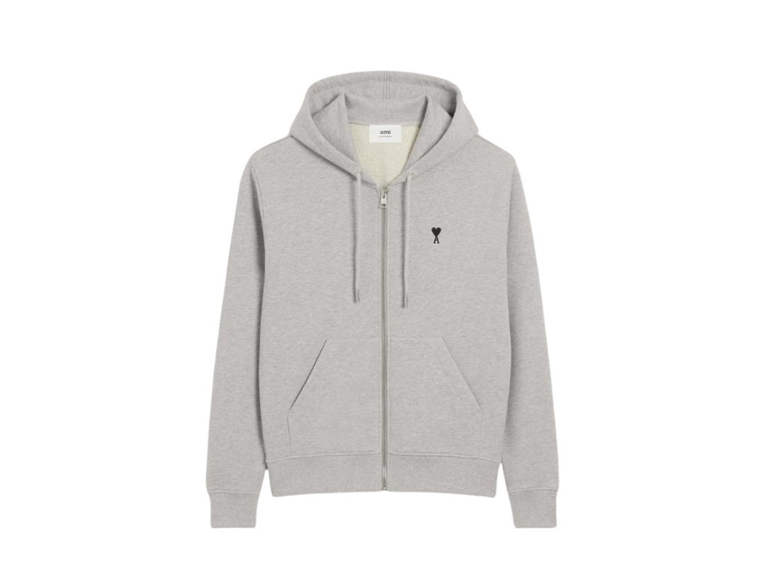 Ami Paris Ami Paris Zipped Ami de Coeur Hoodie Heather Ash Grey