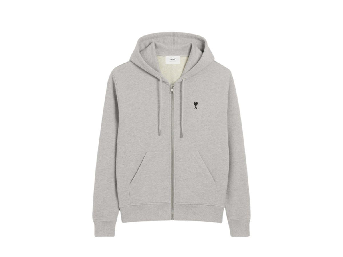 Ami Paris Ami Paris Zipped Ami de Coeur Hoodie Heather Ash Grey