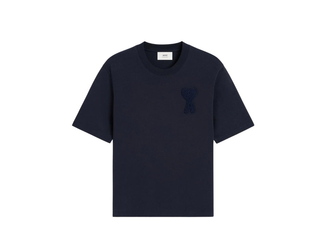 Ami Paris Ami Paris De Coeur Patch T-Shirt Navy Blue