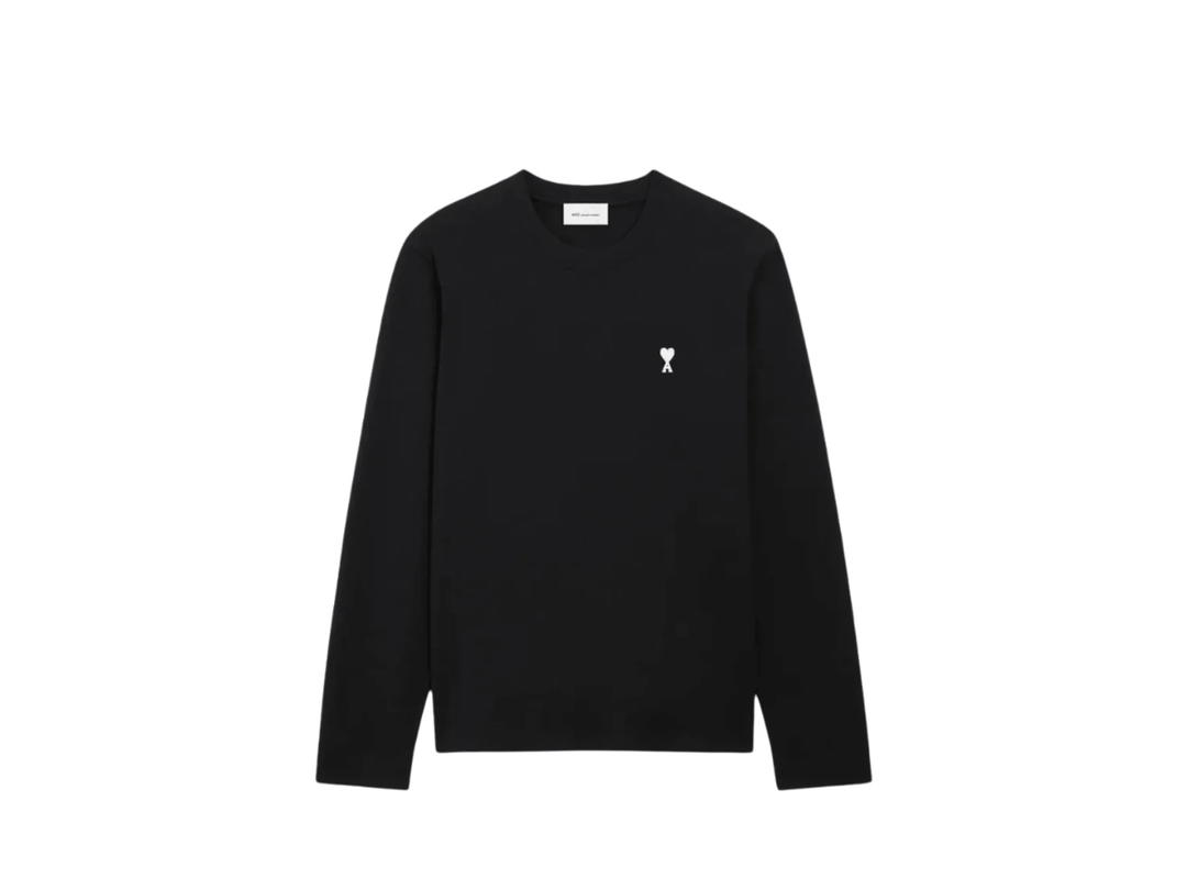 Ami Paris Ami Paris Contrasted Ami De Coeur Long Sleeve T-shirt Black