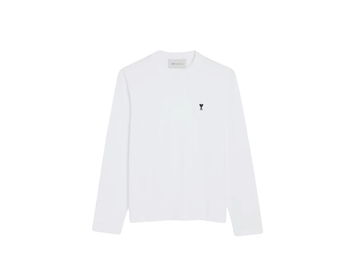 Ami Paris Ami Paris Contrasted Ami de Coeur Long Sleeve T-Shirt White