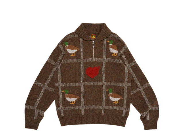 HUMAN MADE HUMAN MADE Animal Half-Zip Knit Sweater Brown - view 1
