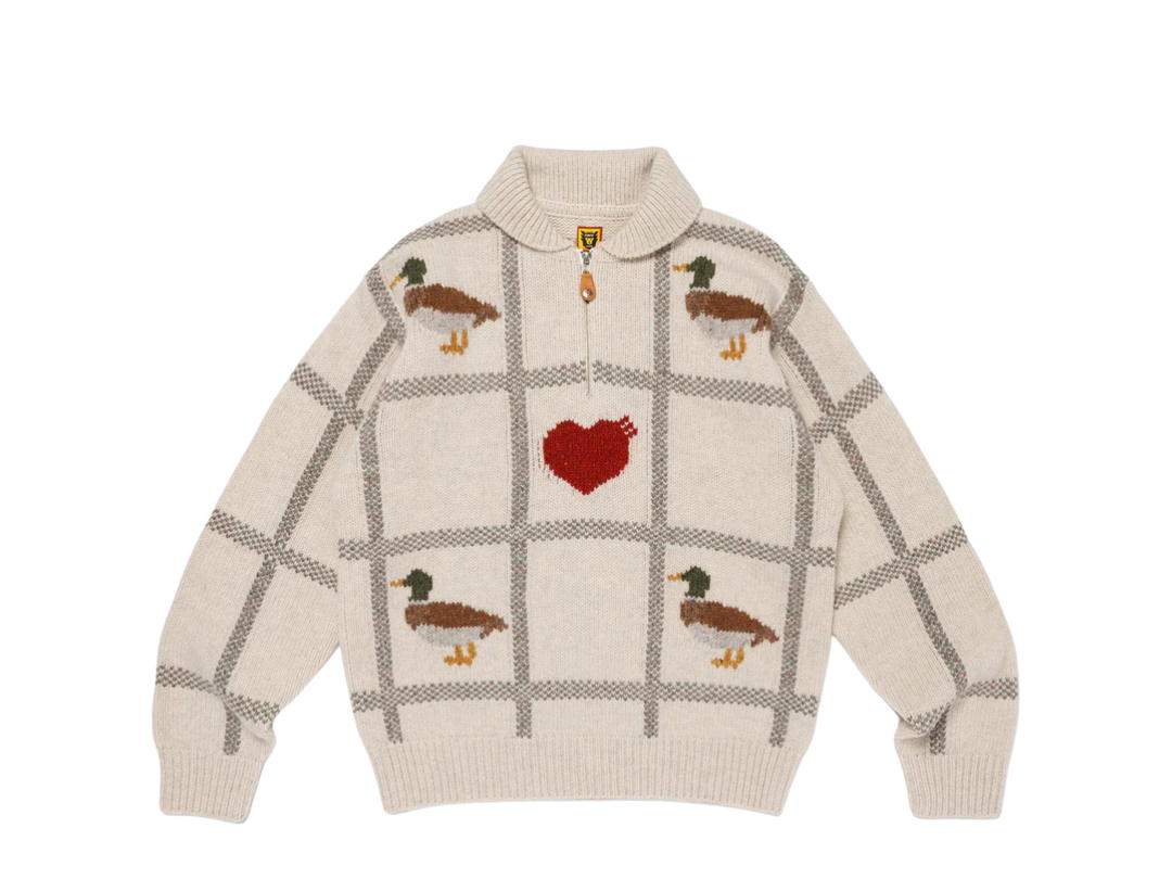 HUMAN MADE HUMAN MADE Animal Half-Zip Knit Sweater White