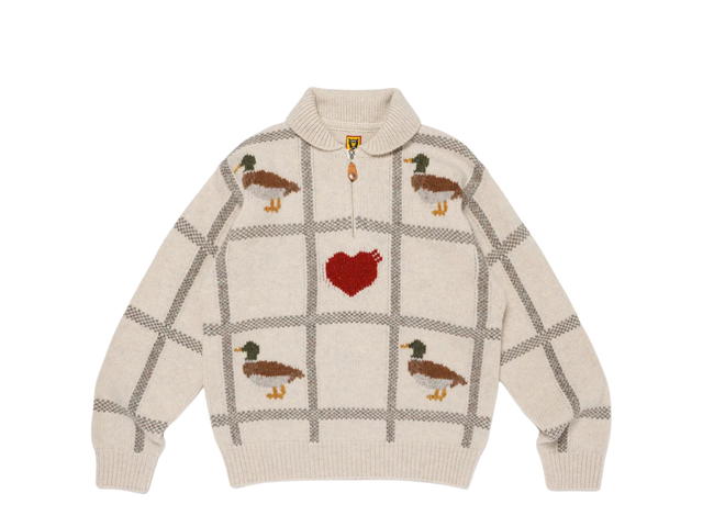 HUMAN MADE HUMAN MADE Animal Half-Zip Knit Sweater White - view 1