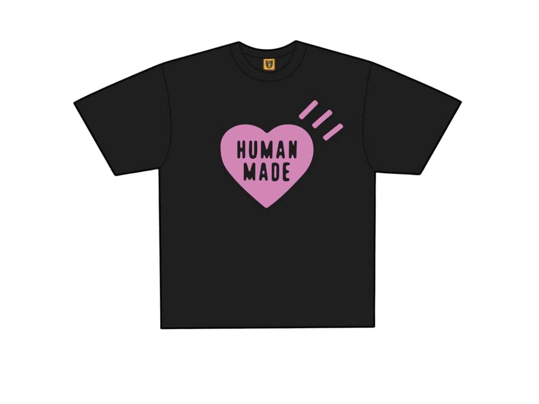 Human Made Human Made Heart T-Shirt Black Pink (Harajuku Store Limited)