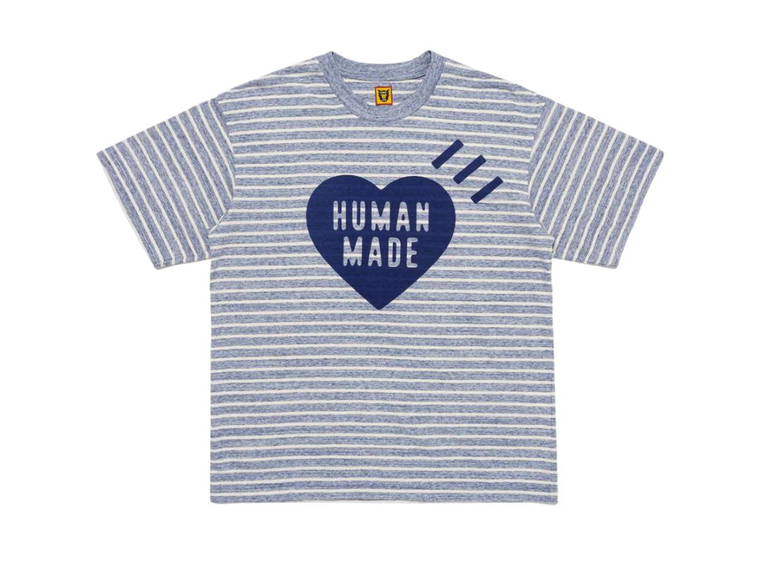 HUMAN MADE HUMAN MADE Striped Heart T-Shirt Navy