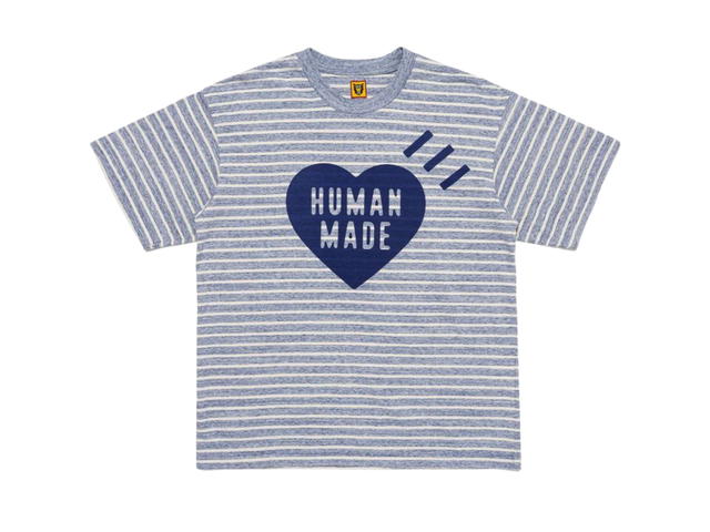 HUMAN MADE HUMAN MADE Striped Heart T-Shirt Navy - view 1