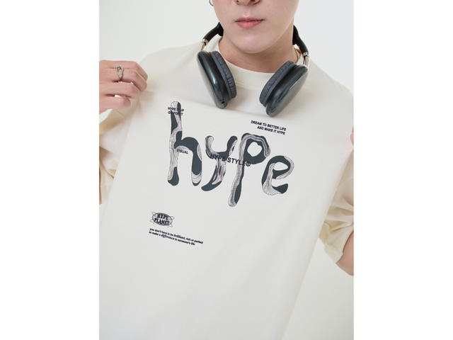 Hype It Hype It Hype Style Oversized T-shirts Cream - view 6