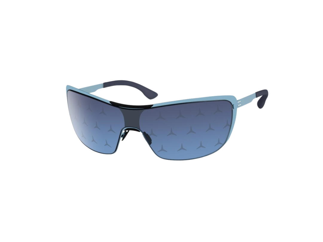 Ic! Berlin Ic! Berlin MB Shield 02 Sunglasses In Stainless Steel Electric-Light-Blue Night Shadow MB Star