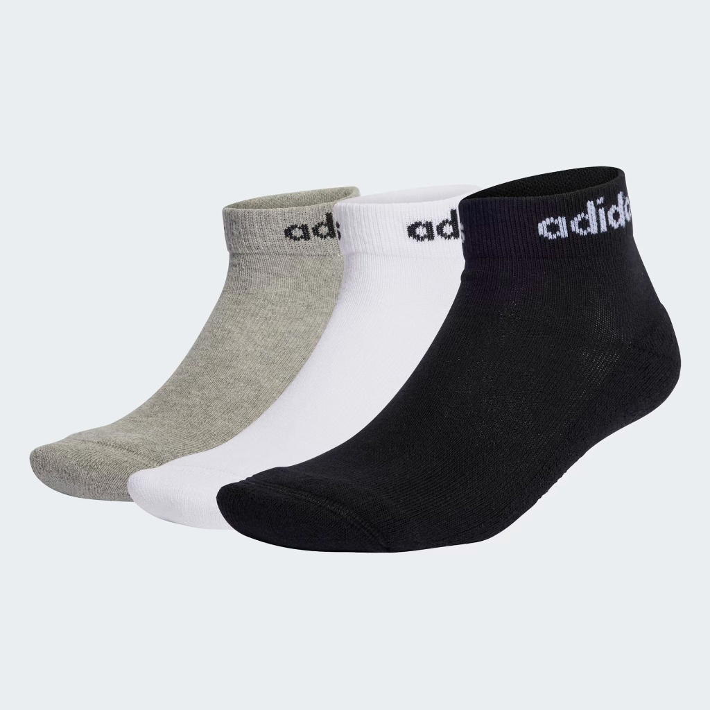 adidas adidas Linear Ankle Cushioned Socks 3 Pairs White Grey Black