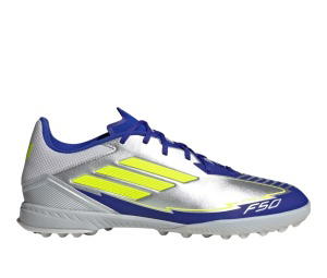 Buy adidas F50 League Messi Turf Boots Silver Metallic Solar Yellow Lucid Blue at Sasom – Authentic and Ready to Ship