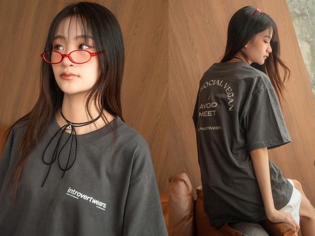 Introvertwears introvertwears | I AM VEGAN tee (Dark Grey) - view 3