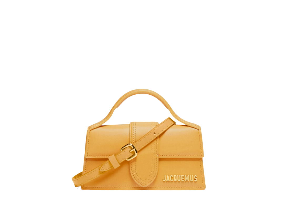 Jacquemus Jacqemus Le Raphia Small Flap Bag In Smooth Leather With Gold Metal Logo And Hardware Dark Yellow