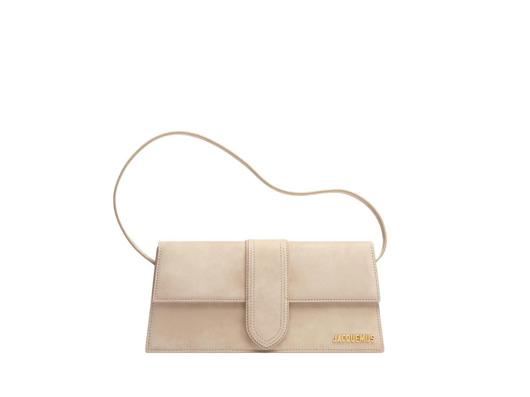 Jacquemus Jacquemus Le Bambino Long In Cowskin With Gold Metal Logo-Hardware Dark Beige