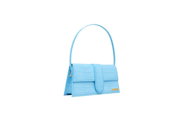 Jacquemus Jacquemus Le Bambino Long In Croco Embossed Leather With Gold Metal Logo And Hardware Croco Blue - view 2