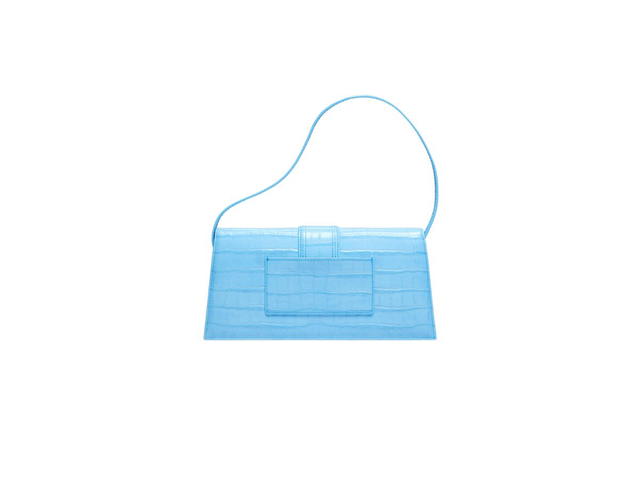 Jacquemus Jacquemus Le Bambino Long In Croco Embossed Leather With Gold Metal Logo And Hardware Croco Blue - view 3