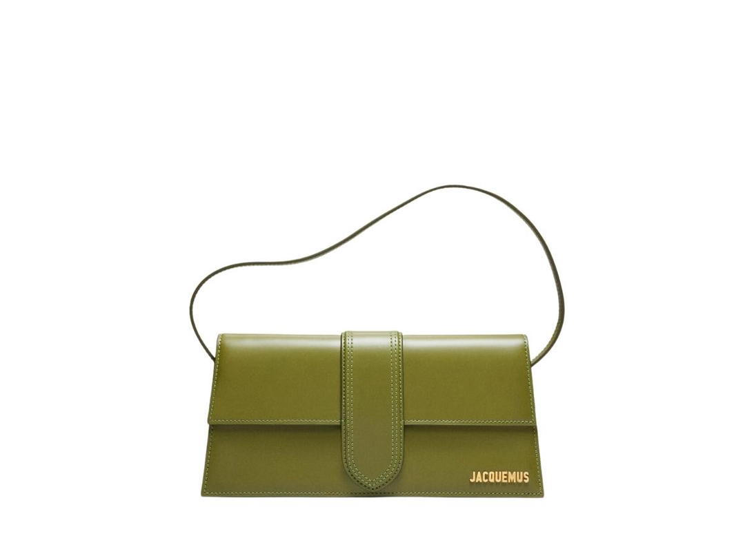 Jacquemus Jacquemus Le Bambino Long In Smooth Leather With Gold Metal Hardware Khaki