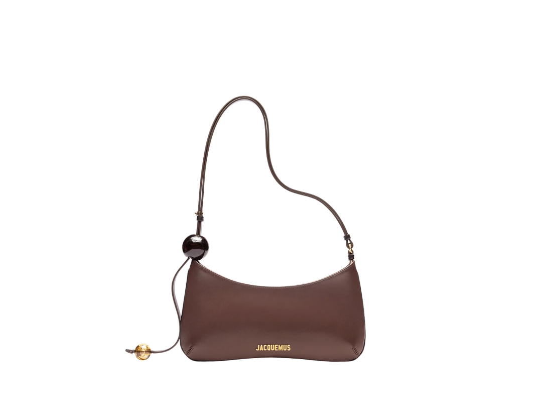 Jacquemus Jacquemus Le Bisou Perle In Smooth Cowskin Leather With Gold Metal Logo And Hardware Medium Brown