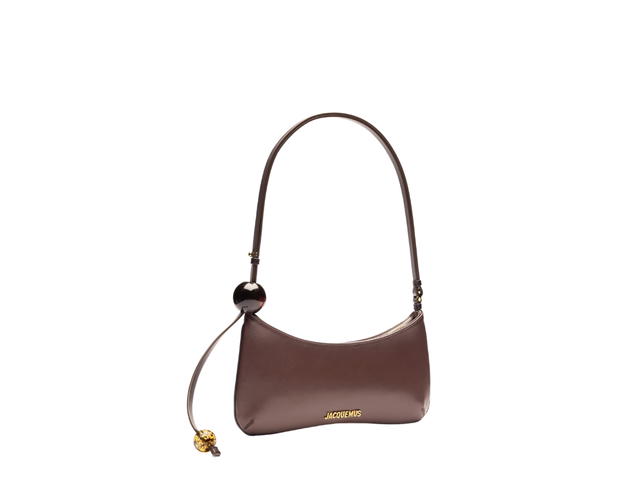 Jacquemus Jacquemus Le Bisou Perle In Smooth Cowskin Leather With Gold Metal Logo And Hardware Medium Brown - view 3