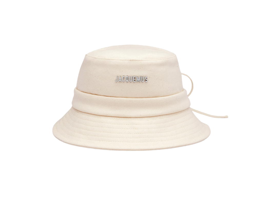 Jacquemus Jacquemus Le Bob Gadjo Knotted Bucket Hat In Silver Metal Logo OFF-WHITE