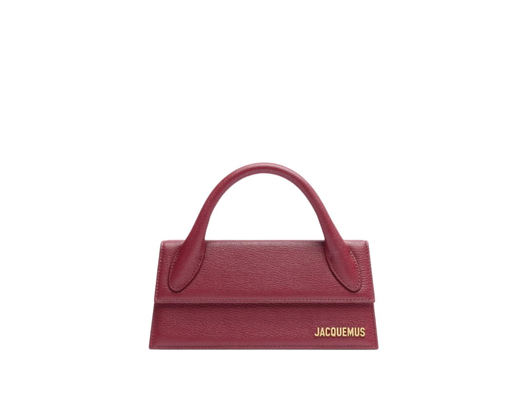Jacquemus Jacquemus Le Chiquito Long In Cowskin-Lining-Cotton With Gold Metal Logo-Hardware Dark Burgundy