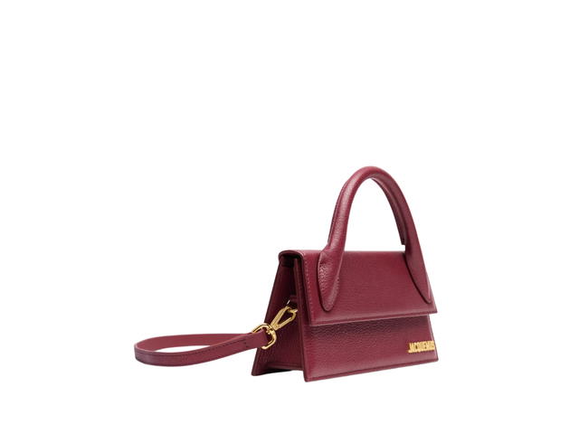 Jacquemus Jacquemus Le Chiquito Long In Cowskin-Lining-Cotton With Gold Metal Logo-Hardware Dark Burgundy - view 3