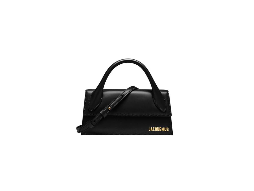 Jacquemus Jacquemus Le Chiquito Long In Leather With Gold Metal Logo And Hardware Black