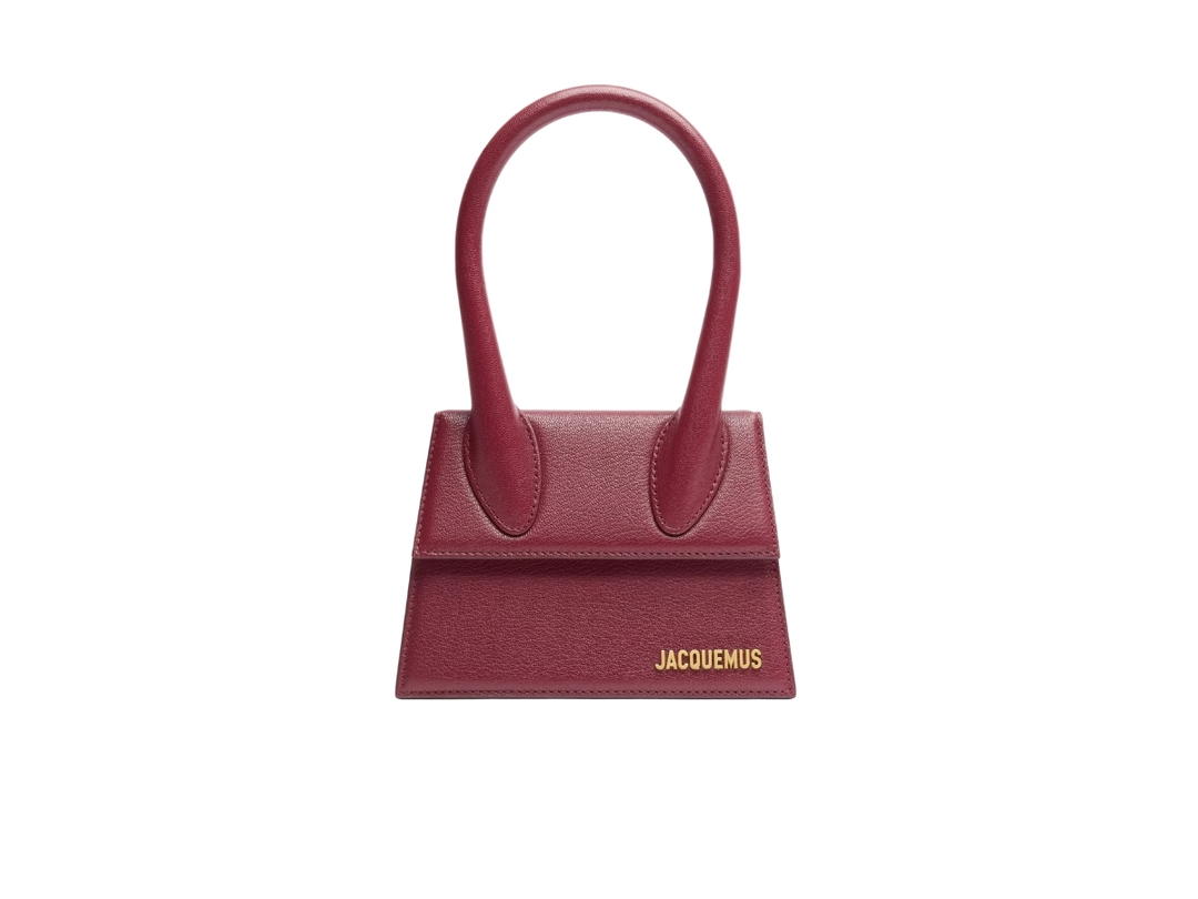 Jacquemus Jacquemus Le Chiquito Moyen In Cowskin With Gold Metal Logo-Hardware Dark Burgundy