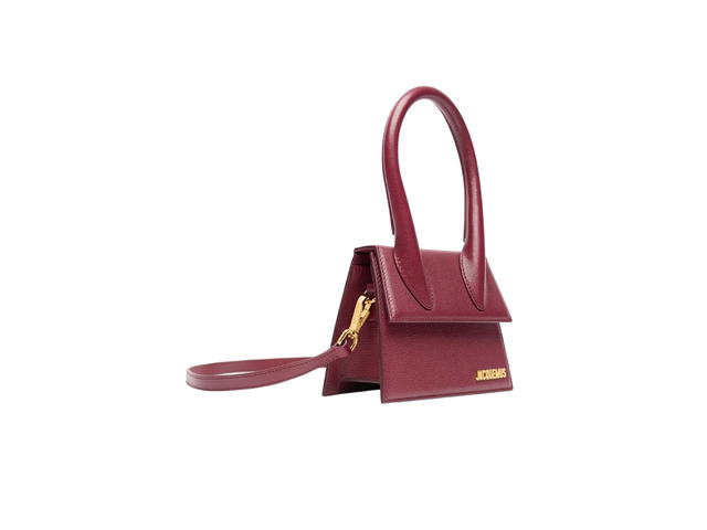 Jacquemus Jacquemus Le Chiquito Moyen In Cowskin With Gold Metal Logo-Hardware Dark Burgundy - view 3