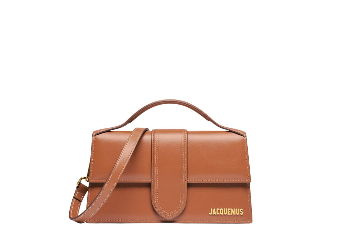 Jacquemus Jacquemus Le Grand Bambino Crossbody Flap Bag In Smooth Leather With Gold Metal Logo And Hardware Light Brown