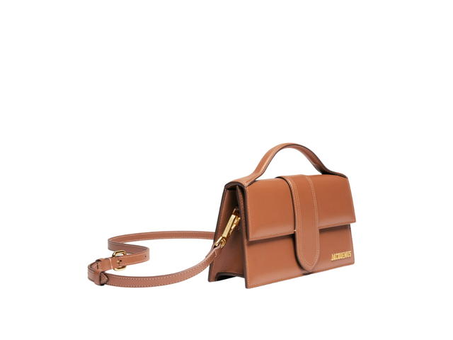 Jacquemus Jacquemus Le Grand Bambino Crossbody Flap Bag In Smooth Leather With Gold Metal Logo And Hardware Light Brown - view 3