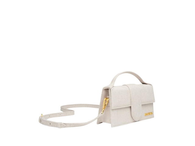 Jacquemus Jacquemus Le Grand Bambino In Cotton-Linen With Gold Metal Logo And Hardware Light Greige - view 3
