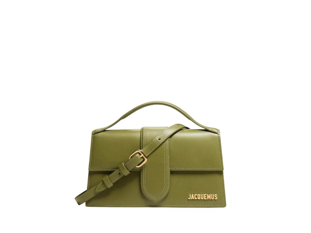 Jacquemus Jacquemus Le Grand Bambino In Smooth Leather With Gold Metal Hardware Khaki