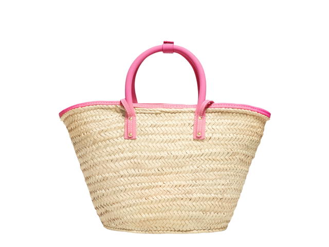 Jacquemus Jacquemus Le Panier Soli Beach Basket Bag In Palm And Cowskin With Gold Metal Logo Dark Pink - view 2