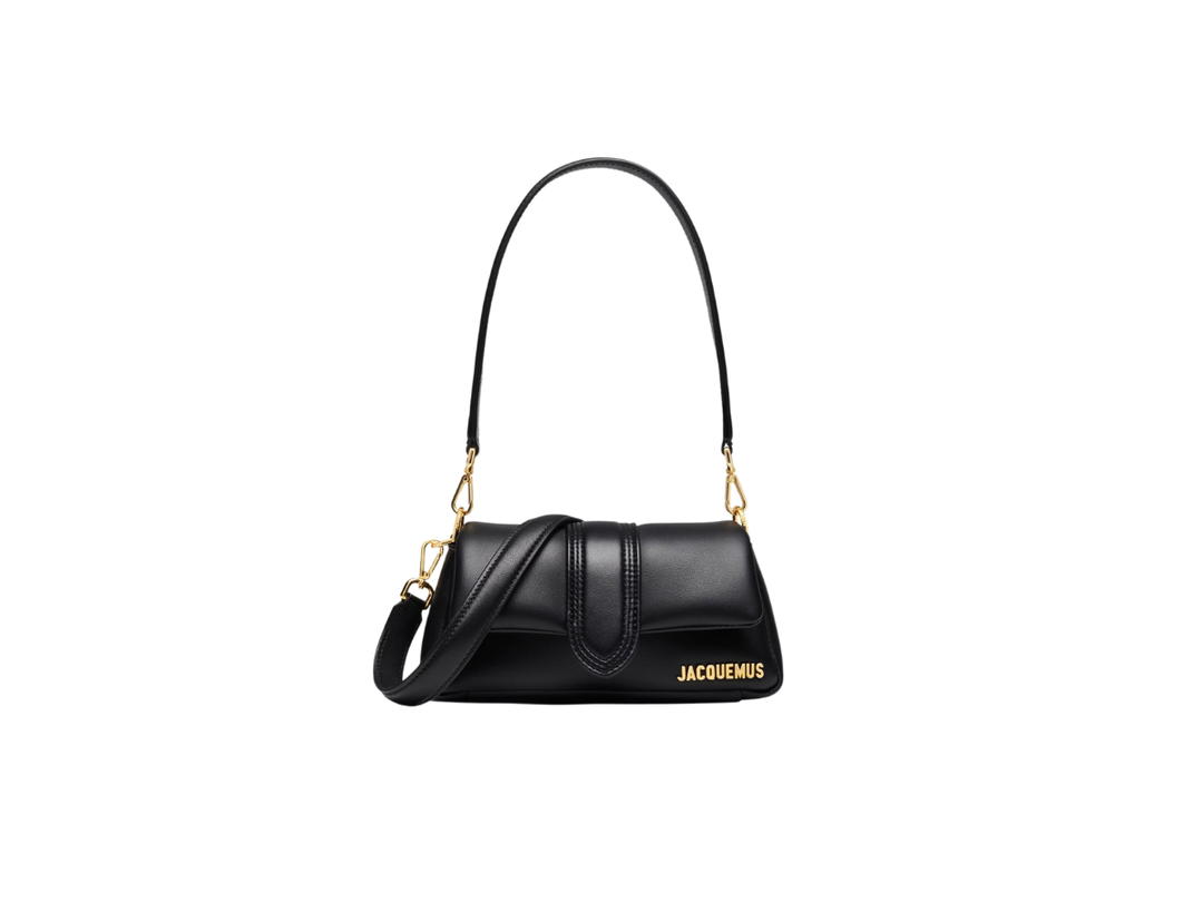 Jacquemus Jacquemus Le Petit Bambimou In Soft Padded Lamb Leather With Gold Metal Logo And Hardware Black