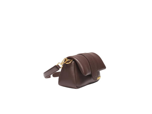 Jacquemus Jacquemus Le Petit Bambimou In Soft Padded Lamb Leather With Gold Metal Logo And Hardware Medium Brown - view 3