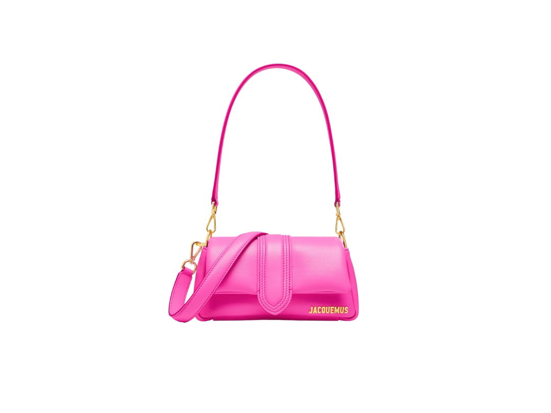 Jacquemus Jacquemus Le Petit Bambimou In Soft Padded Lamb Leather With Gold Metal Logo And Hardware Neon Pink