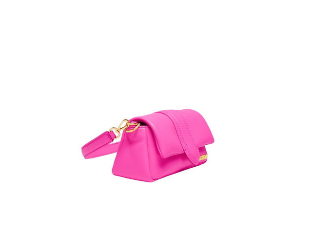Jacquemus Jacquemus Le Petit Bambimou In Soft Padded Lamb Leather With Gold Metal Logo And Hardware Neon Pink - view 3