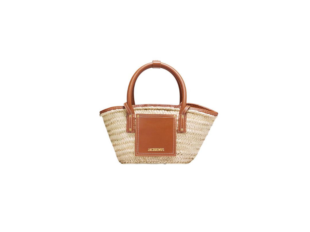 Jacquemus Jacquemus Le Petit Panier Soli Mini Beach Basket Bag With Gold Metal Logo And Hardware Brown