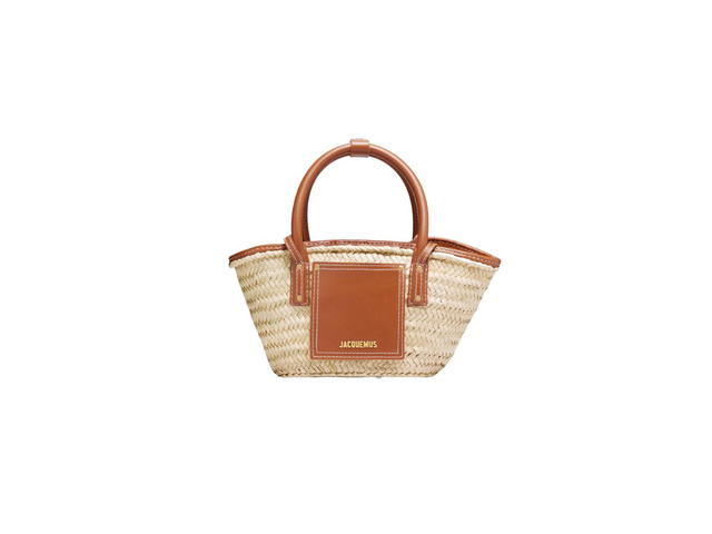 Jacquemus Jacquemus Le Petit Panier Soli Mini Beach Basket Bag With Gold Metal Logo And Hardware Brown - view 1
