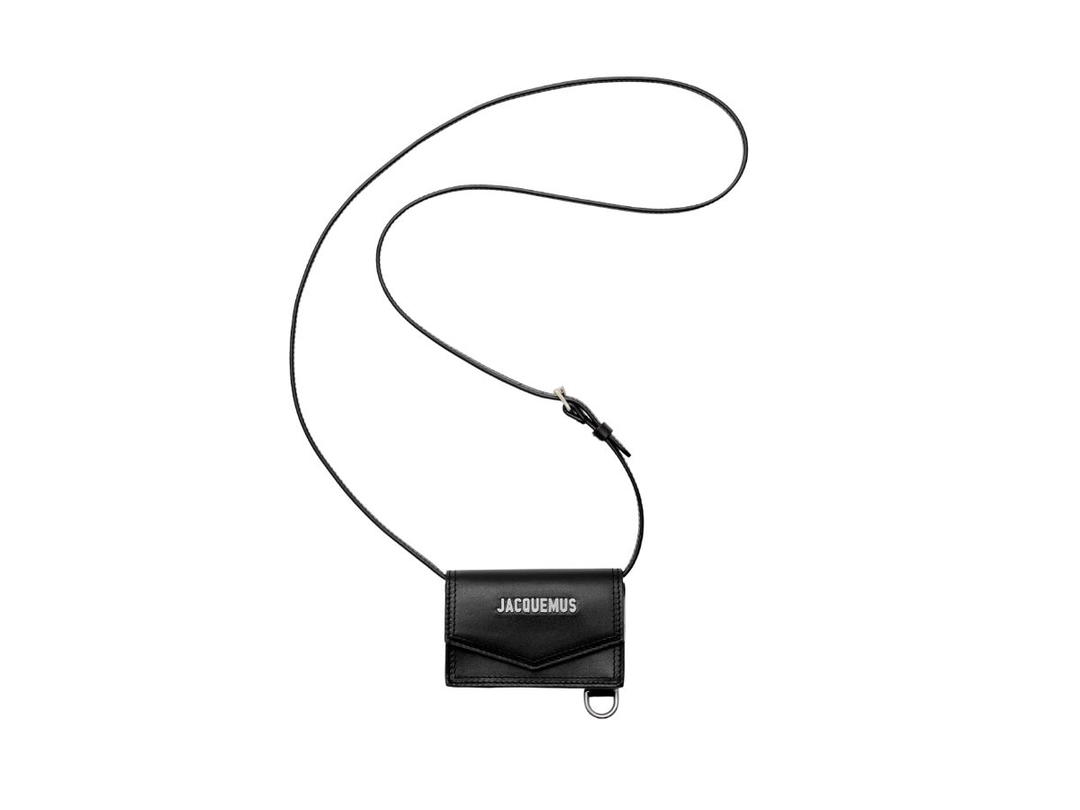 Jacquemus Jacquemus Le Porte Azur Envelope Neck Pouch In Smooth Leather With Silver Metal Logo And Hardware Black